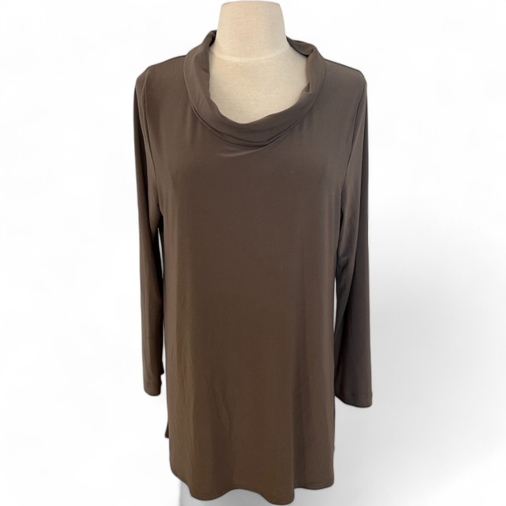Women's Michel Desjardins Brown Cowl Neck Long Sleeve Top
